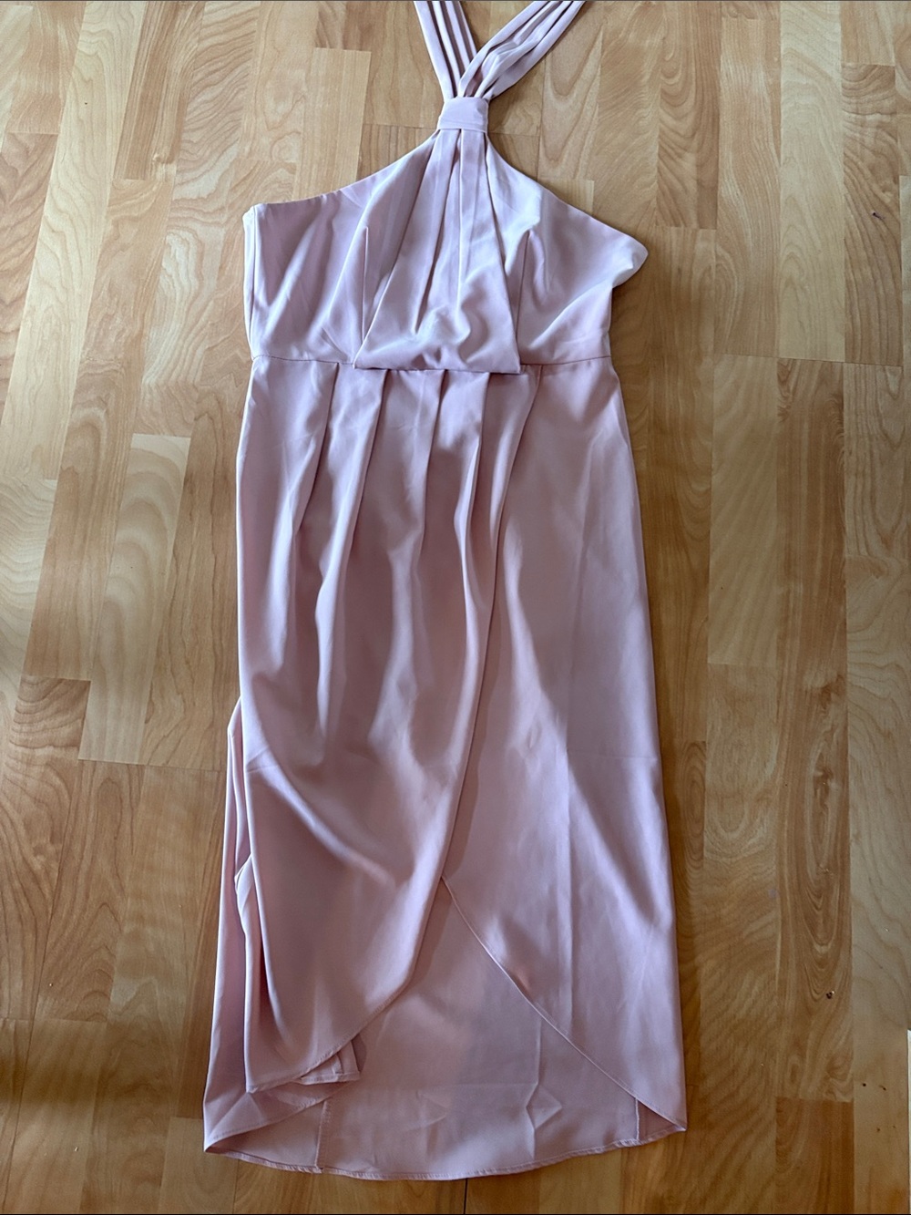 essue Dusty Rose Halter Chiffon Midi Dress high low